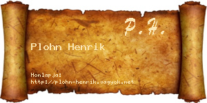 Plohn Henrik névjegykártya